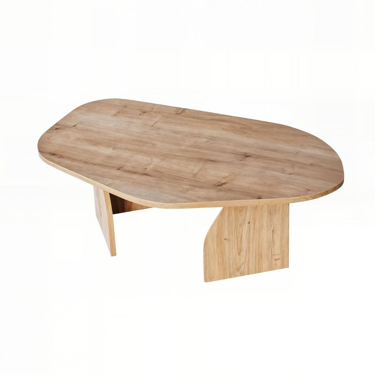 Mesa de centro Rock ovalada con aspecto de roble zafiro. Compuesto de madera revestido de melamina