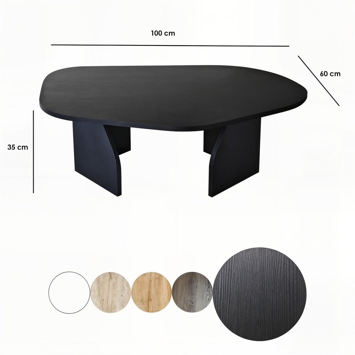 Mesa de centro Rock ovalada negra 100 x 60 cm compuesto de madera revestida de melamina