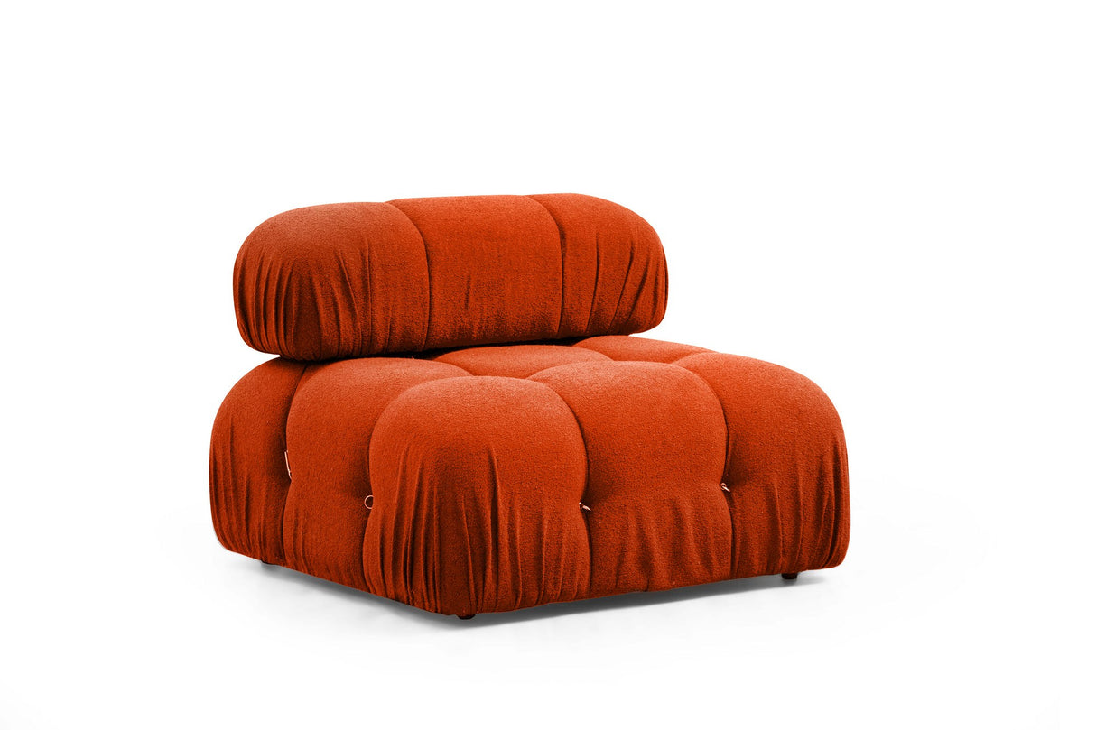 Banken - Modulaire XXL hoekbank met hocker Oranje rood Stof Bubble - Dimehouse