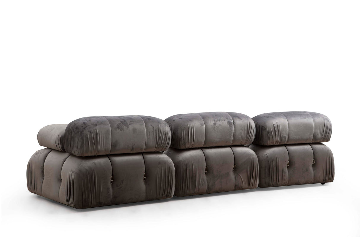 Banken - Modulaire XXL hoekbank Bubble met hocker - velvet grijs - Dimehouse