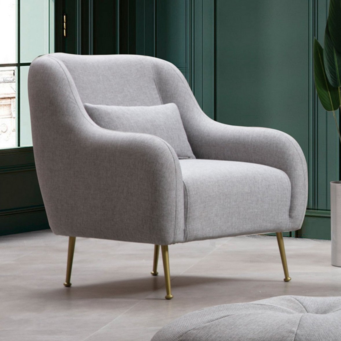 Fauteuils - Moderne fauteuil Grijs stof met gouden poten Sevilla - Dimehouse