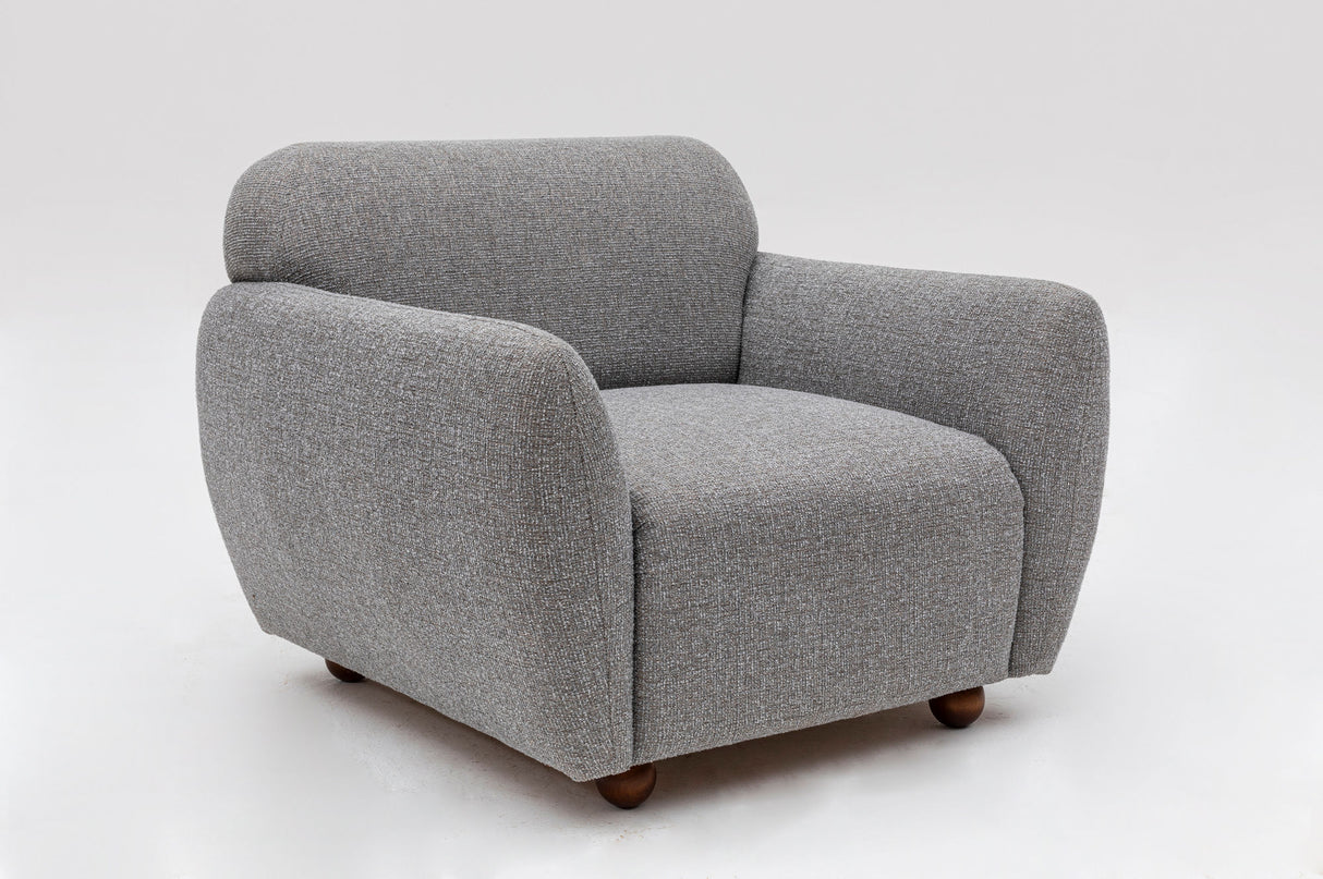 Fauteuils - Japandi fauteuil lichtgrijs textuur stof Eddy - Dimehouse