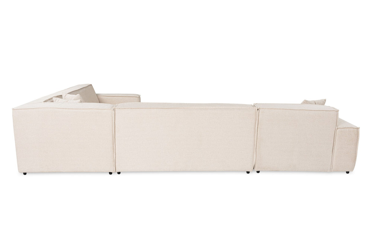 Banken - Hoekbank beige stof met stiknaad - XXL - 8 persoons - Puzzle - Dimehouse