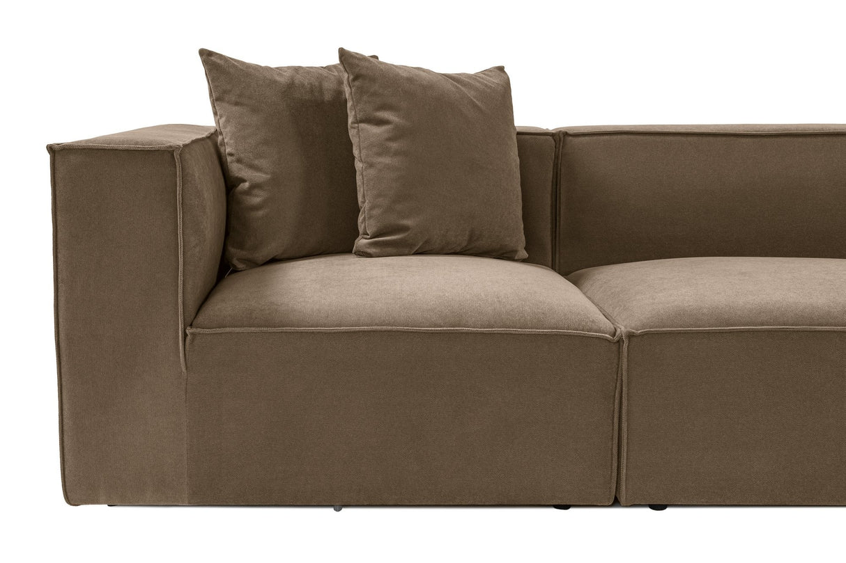 Banken - Modulaire XXL hoekbank taupe linnen 430 cm breed Sora - Dimehouse