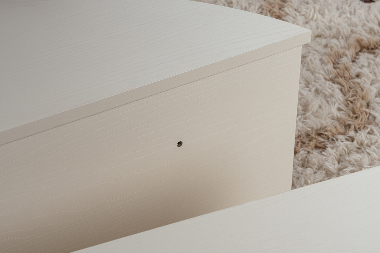 Mesa de centro redonda Wood blanca 85 cm aspecto madera melamina Orin