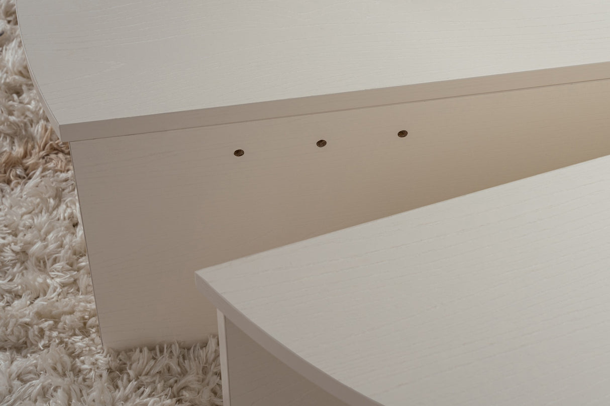 Mesa de centro redonda Wood blanca 85 cm aspecto madera melamina Orin