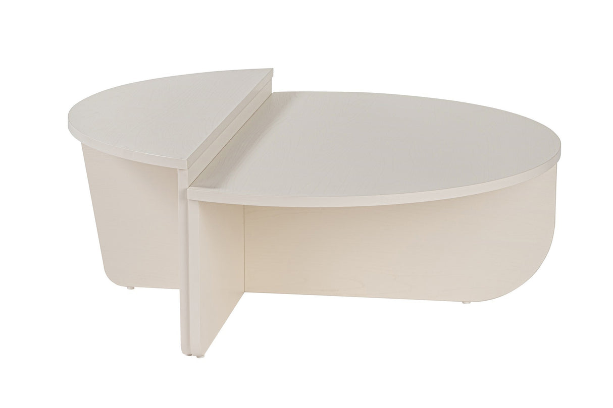 Mesa de centro redonda Wood blanca 85 cm aspecto madera melamina Orin