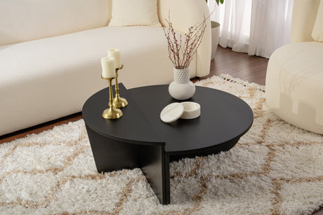 Mesa de centro redonda negra escalonada de melamina 85 cm Orin