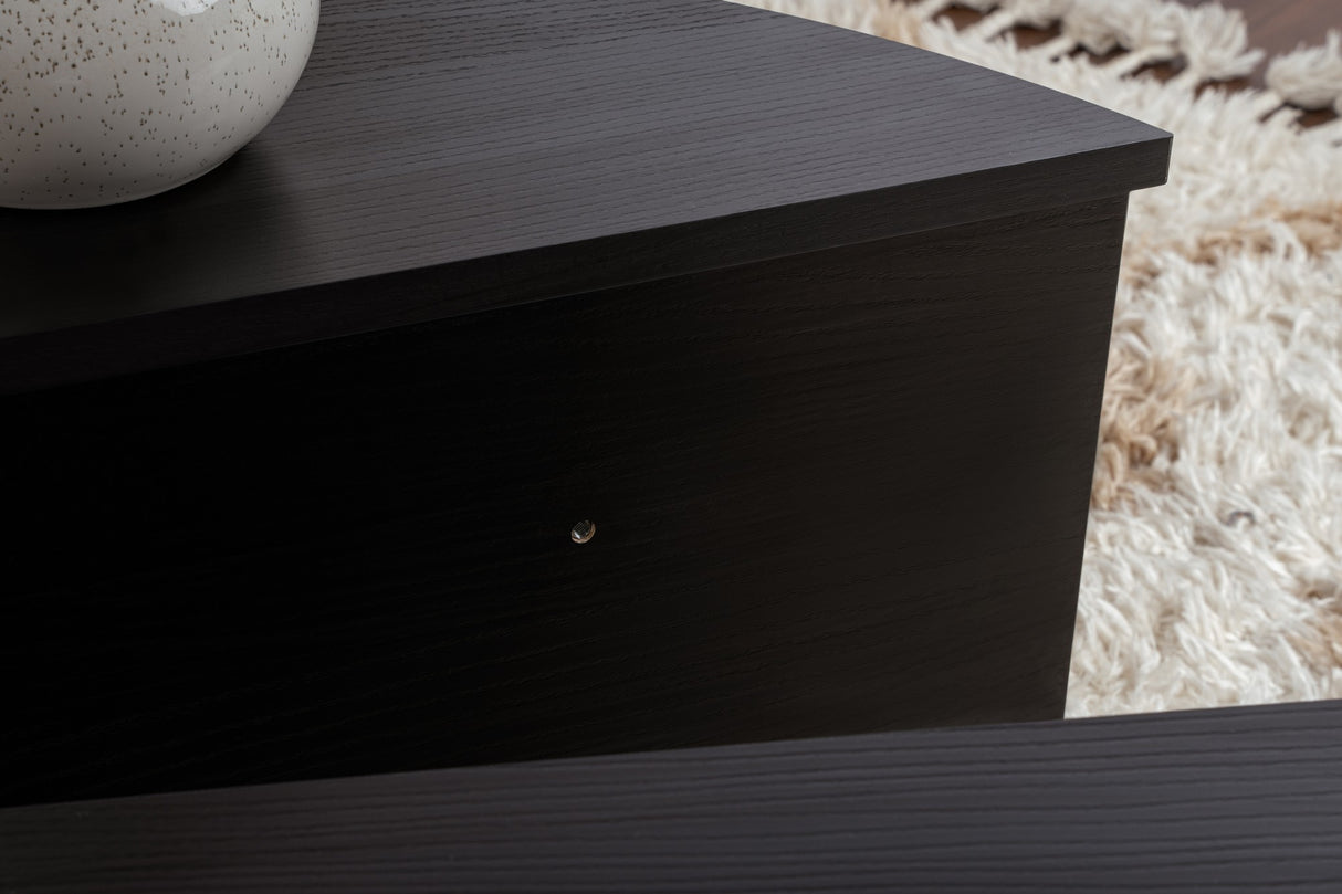 Mesa de centro redonda negra escalonada de melamina 85 cm Orin