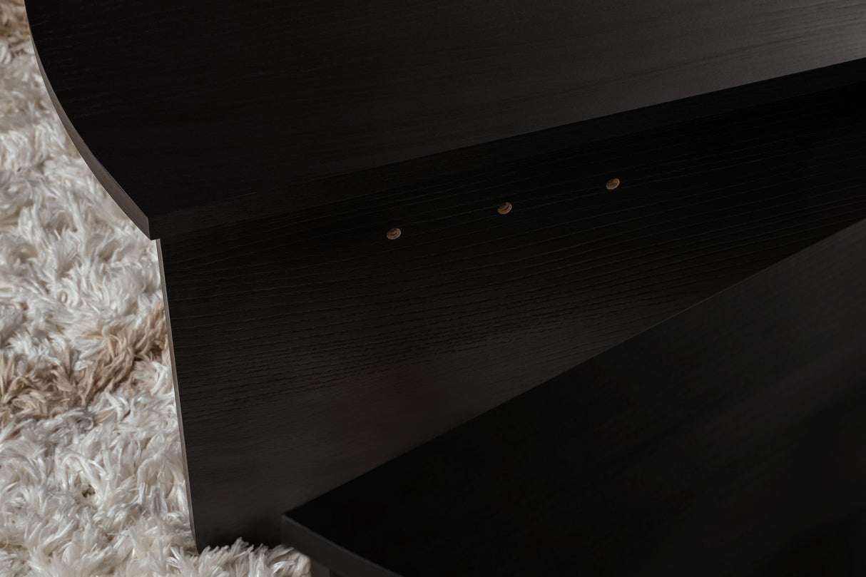 Mesa de centro redonda negra escalonada de melamina 85 cm Orin