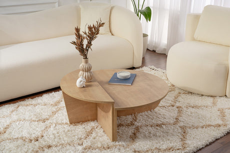Mesa de salón redonda natural de 85 cm Melamina Orin