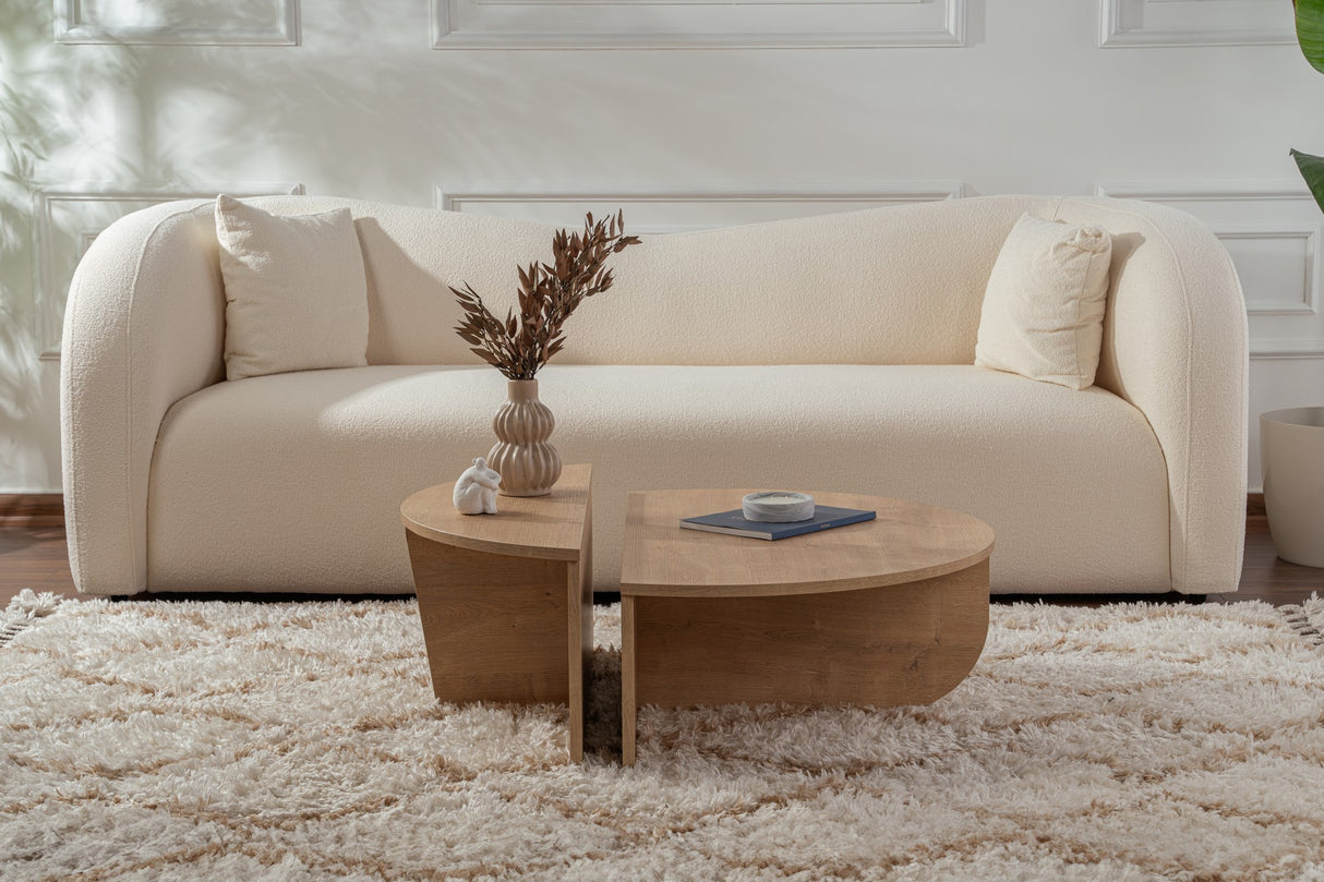 Mesa de salón redonda natural de 85 cm Melamina Orin