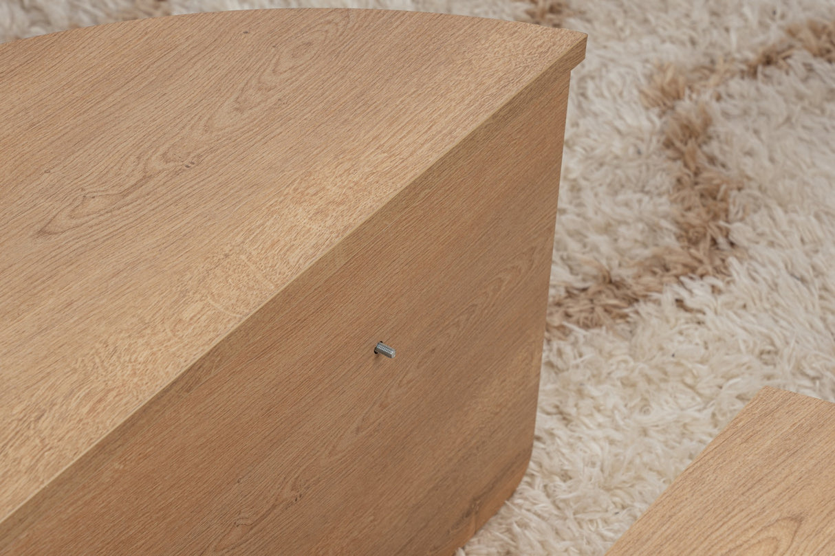 Mesa de salón redonda natural de 85 cm Melamina Orin