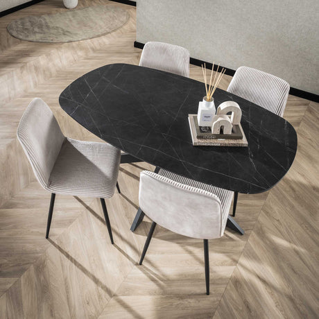 Mesa de comedor Mysha Deens ovalada melamina negra 150x90 cm