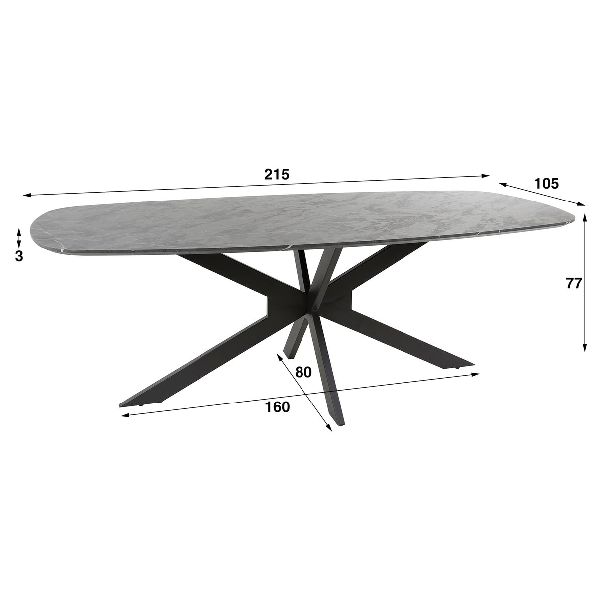 Eettafels - Eettafel Mysha Deens Ovaal Melamine 215x105 cm - Dimehouse