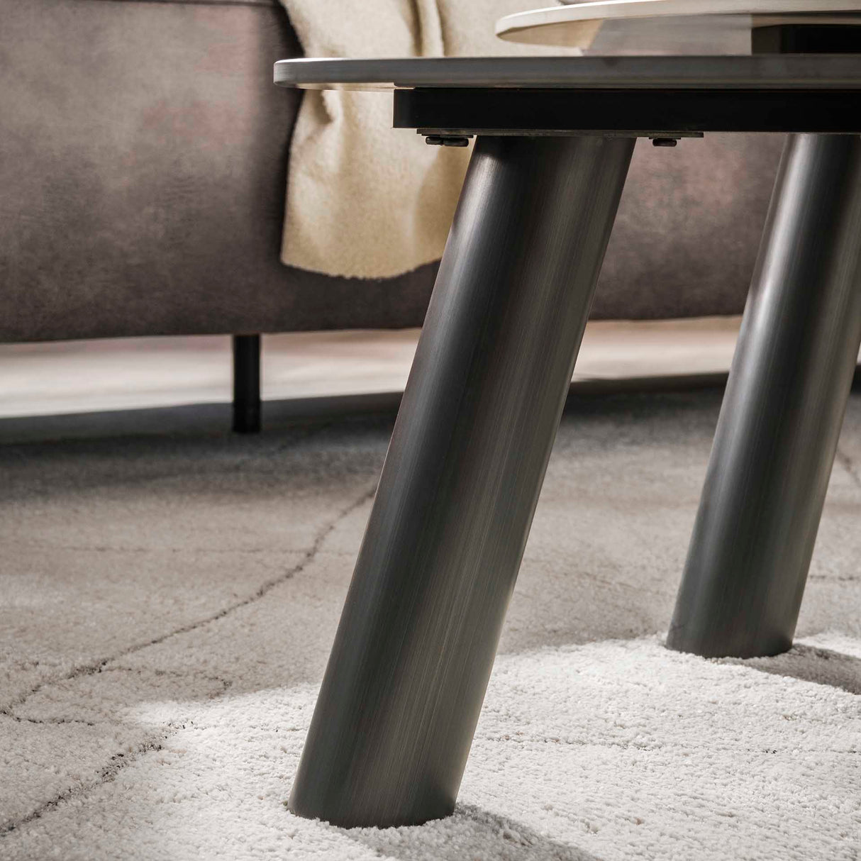 Conjunto de mesas de centro Arvo Twin de 2 piezas de cerámica travertino 100x87 cm