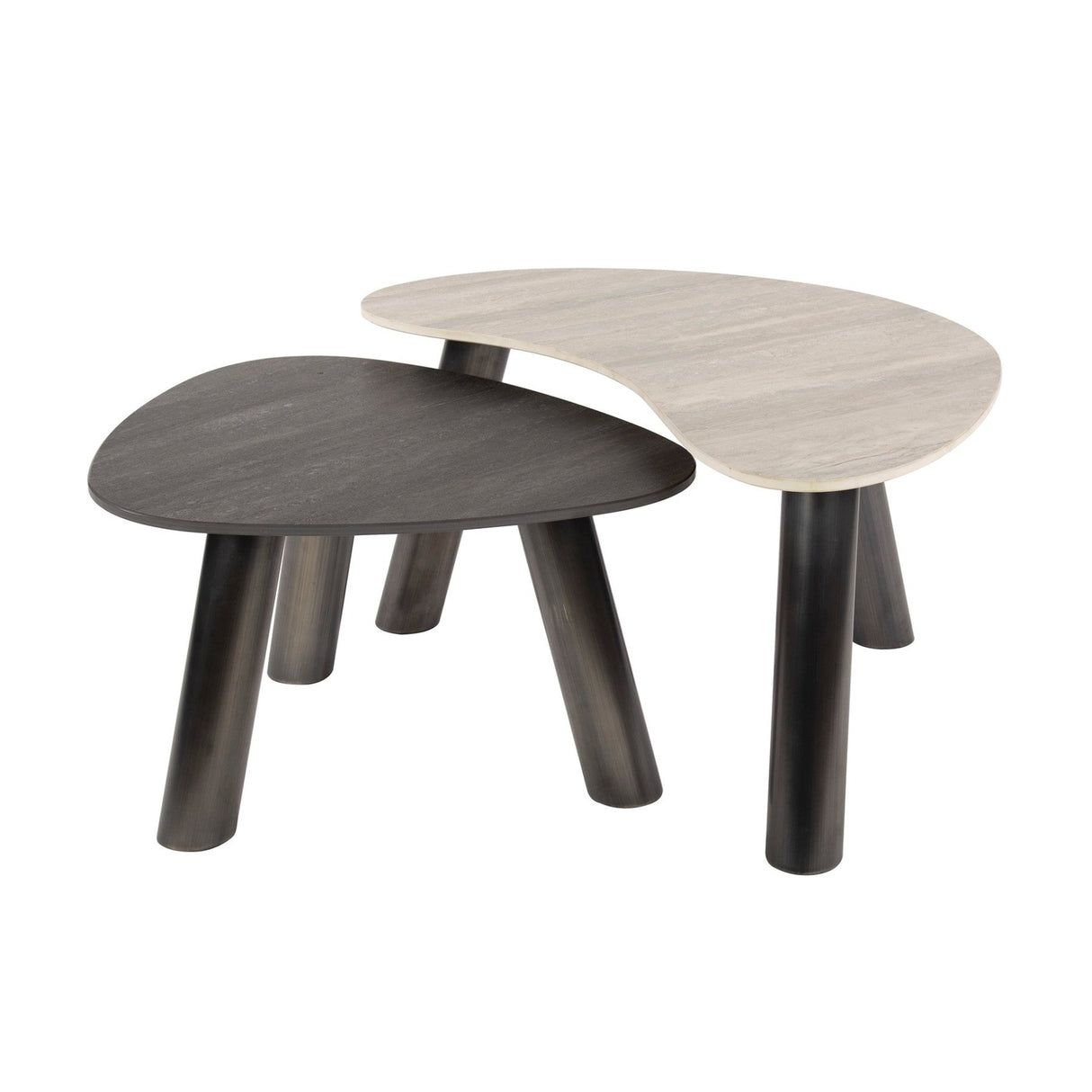 Conjunto de mesas de centro Dune de cerámica orgánica, conjunto de 2