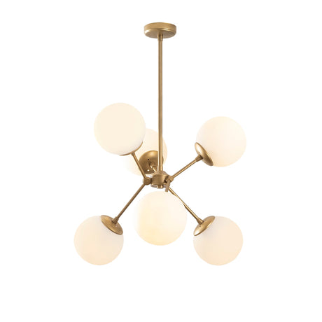 Lámpara colgante de 6 luces Oro Vidrio Sereno