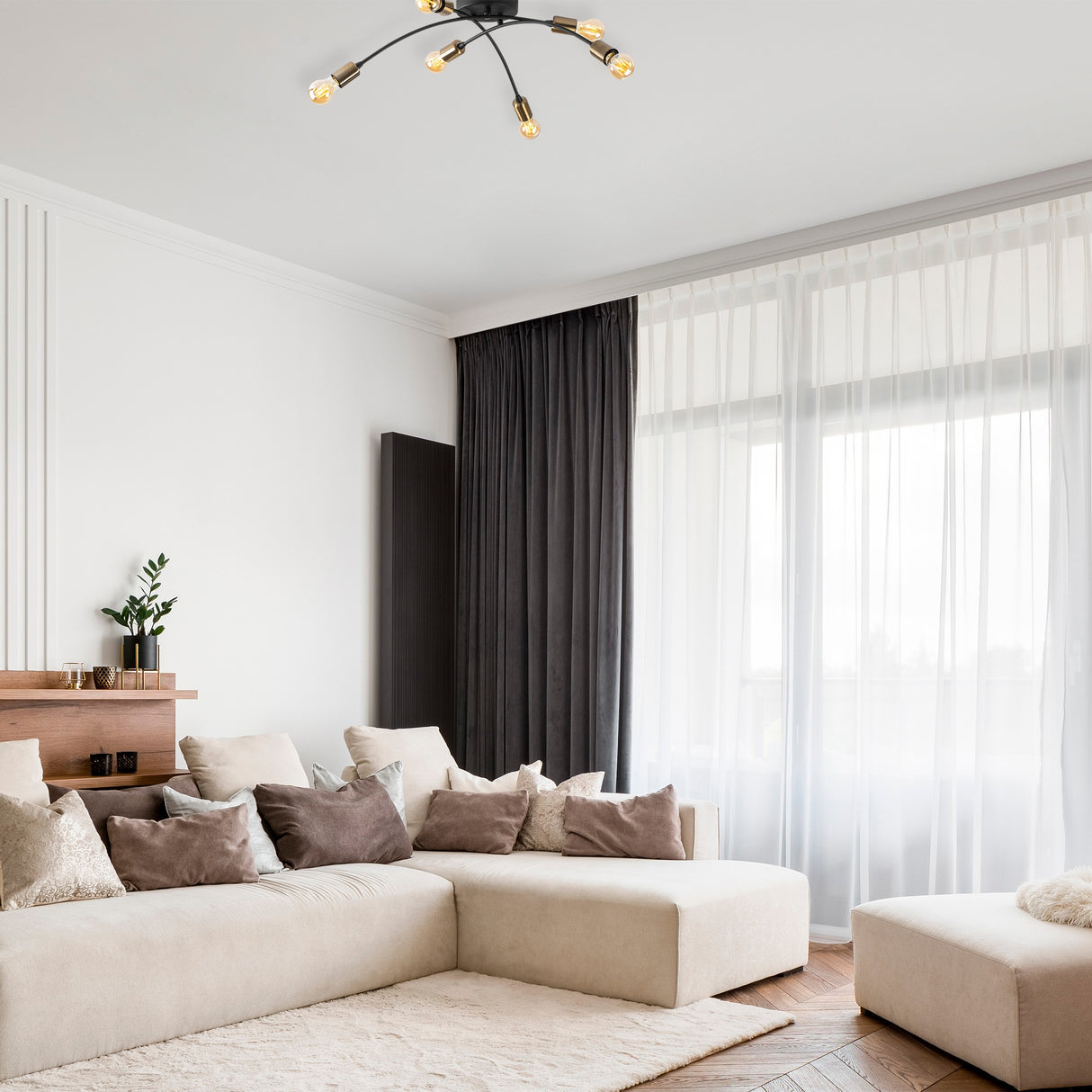 Lámpara de techo negra de metal Zest