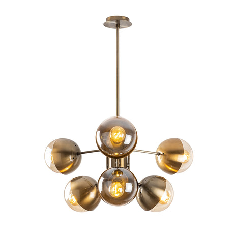 Lámpara colgante de 10 luces de color bronce con vidrio Carina