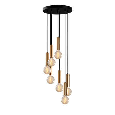 Lámpara colgante de 7 luces en metal bronceado Scarlet