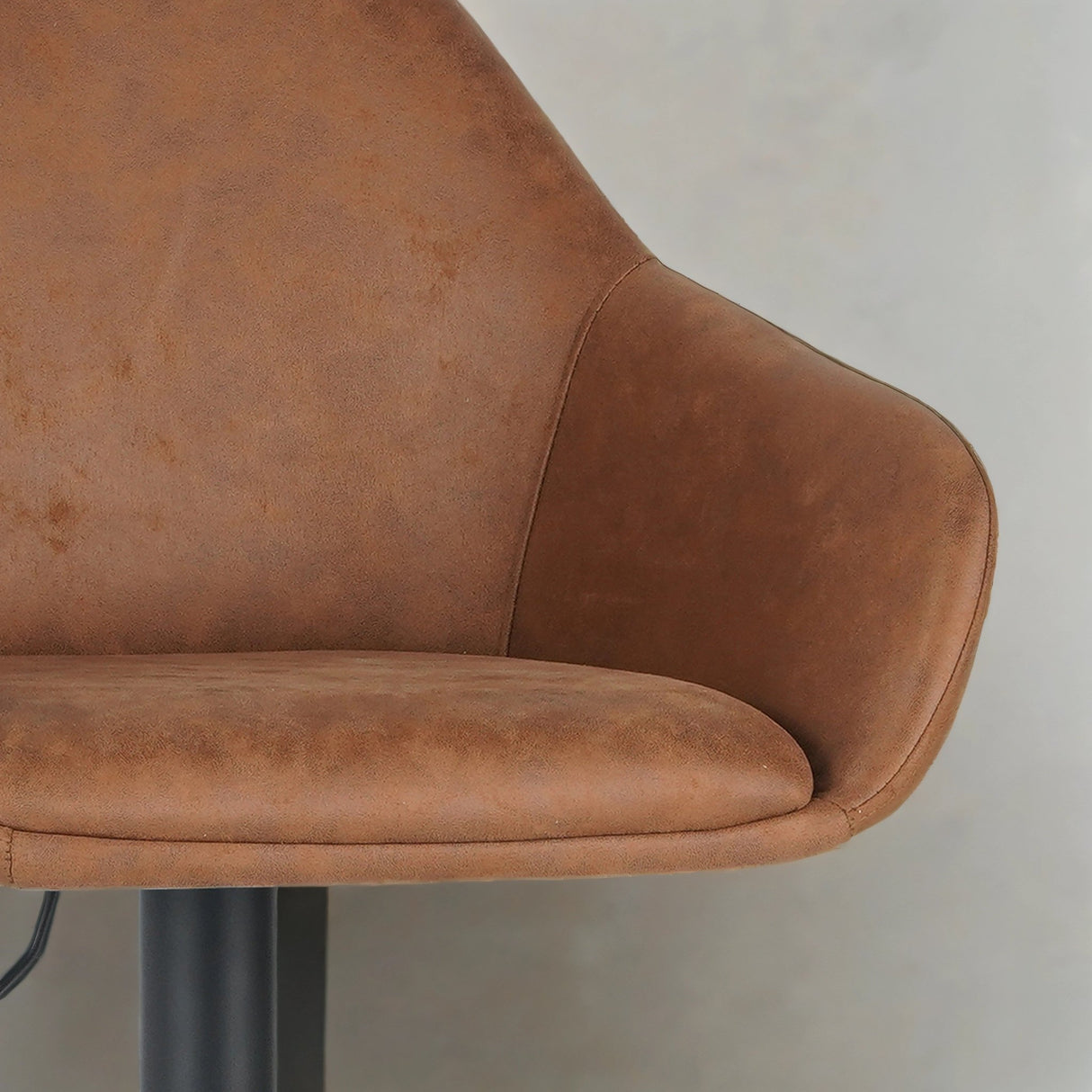 Venom Taburete de Bar Cognac Eco-cuero - Silla de Bar Giratoria Ajustable con Reposabrazos