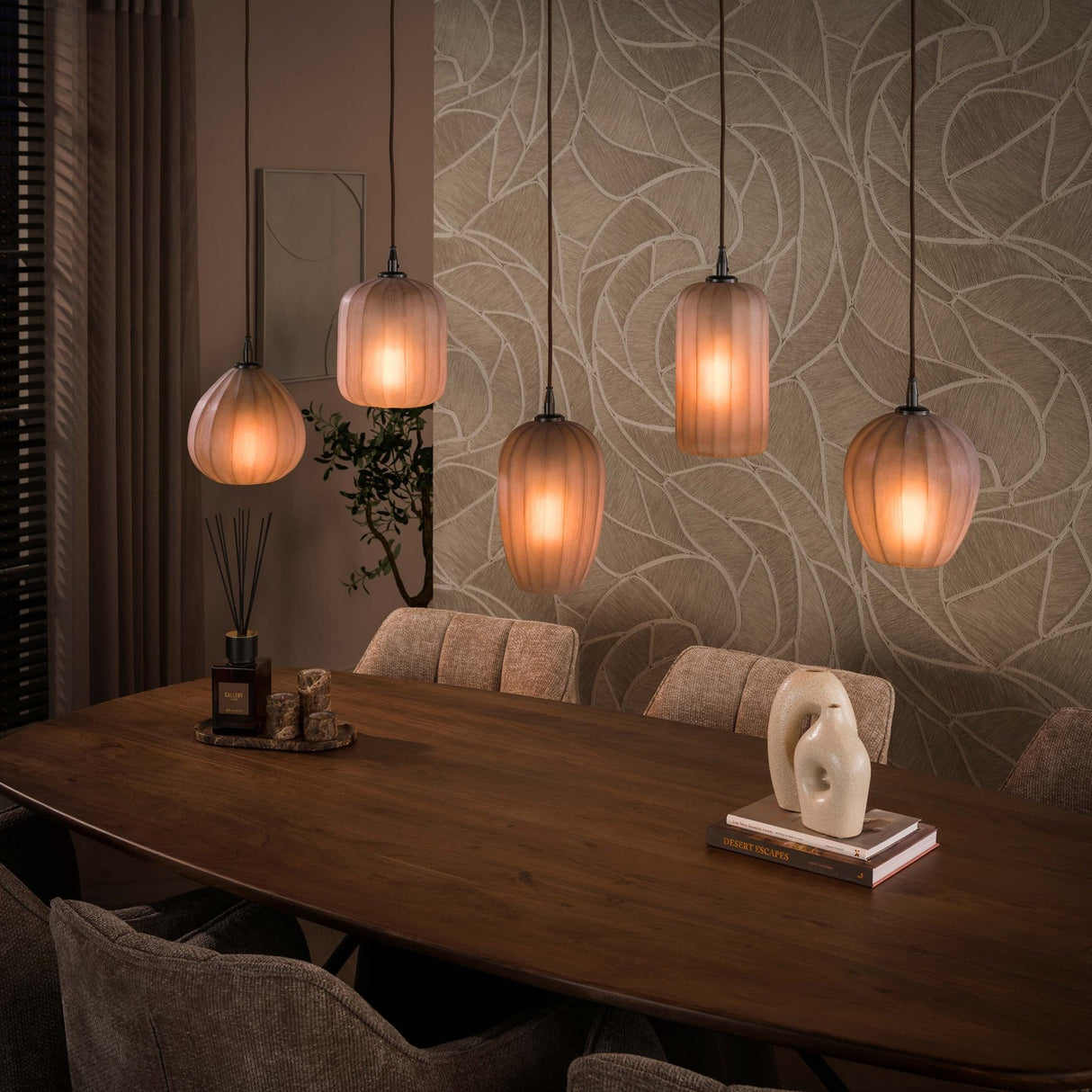 Hanglampen - Hanglamp 5 - lichts bruin frosted glas Arda - Dimehouse