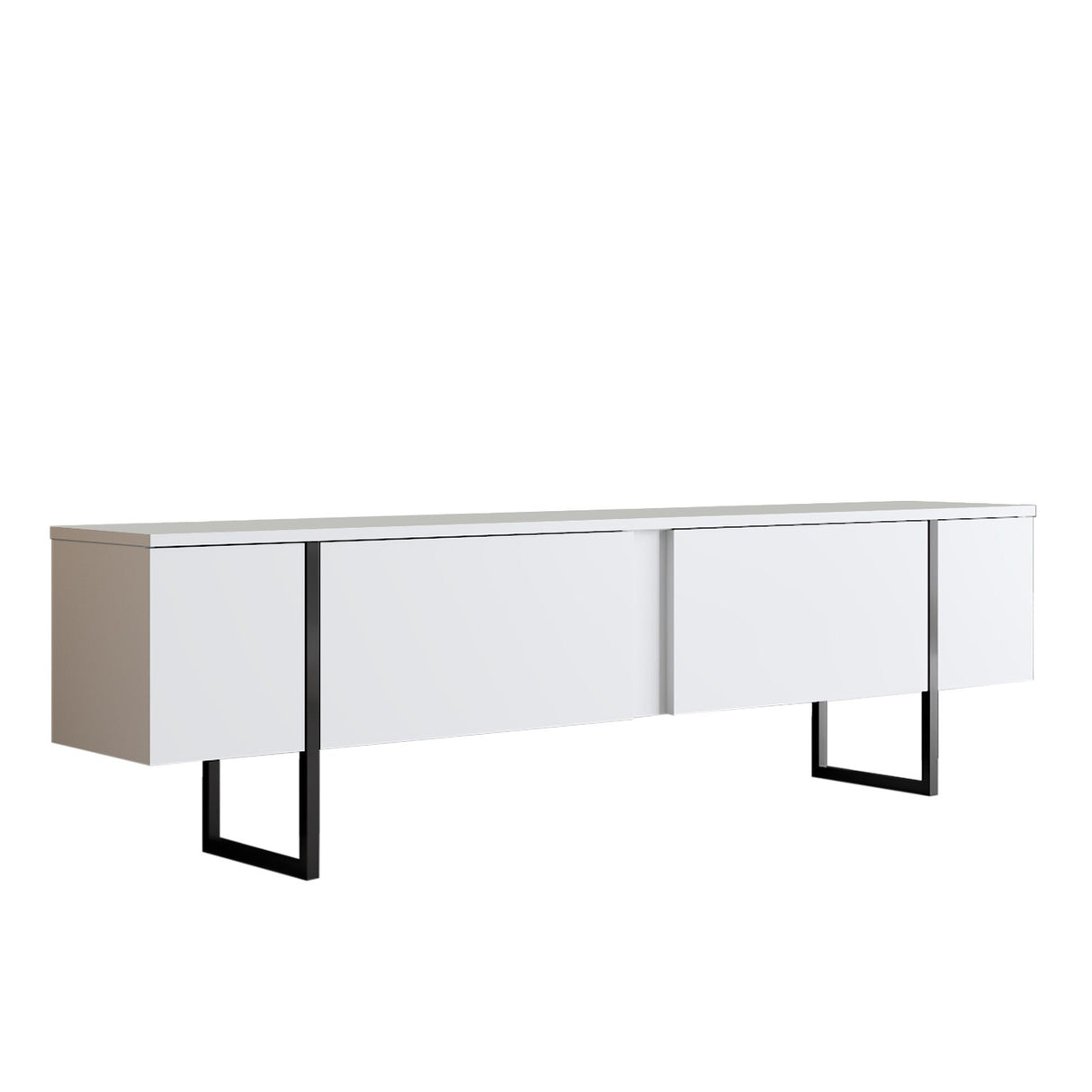 TV Meubels - TV Meubel Luxe Wit Zwart Melamine 180x50x30 cm - Dimehouse