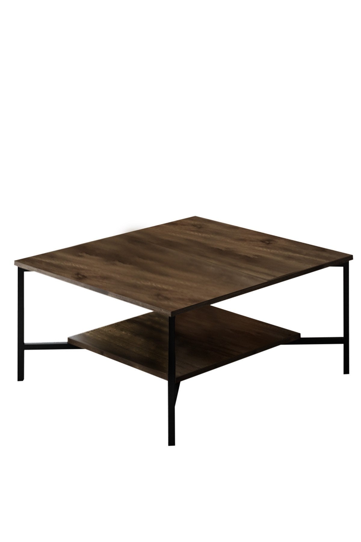 Meubelsets - Meubelset Walnoot - Zwart - Chrome Line - Salontafel + TV Meubel - Dimehouse