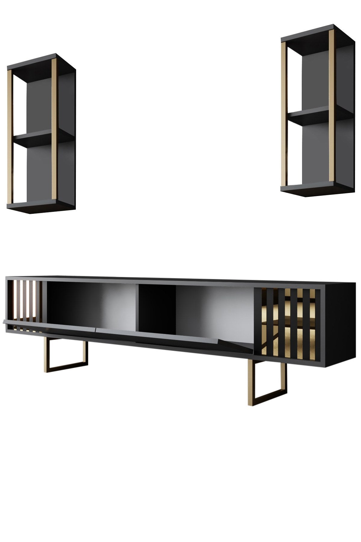Meubelsets - Meubelset Antraciet - Goud - Gold Line - Salontafel + TV Meubel - Dimehouse