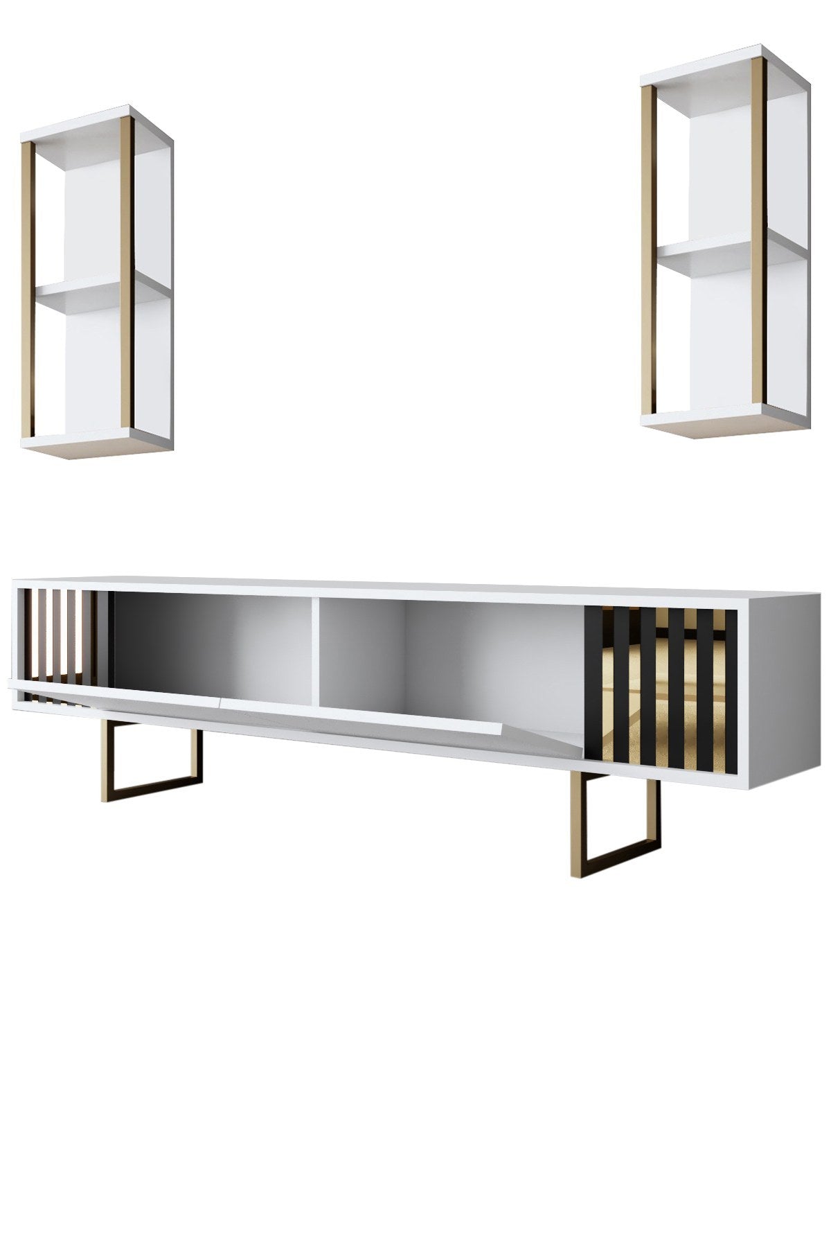 Meubelsets - Meubelset Wit - Goud - Gold Line - Salontafel + TV Meubel - Dimehouse