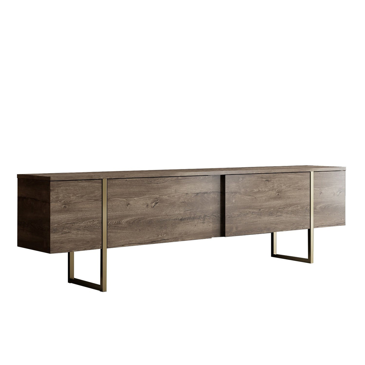 Meubelsets - Meubelset Walnoot Luxe - Salontafel + TV Meubel - Gouden Frame - Dimehouse