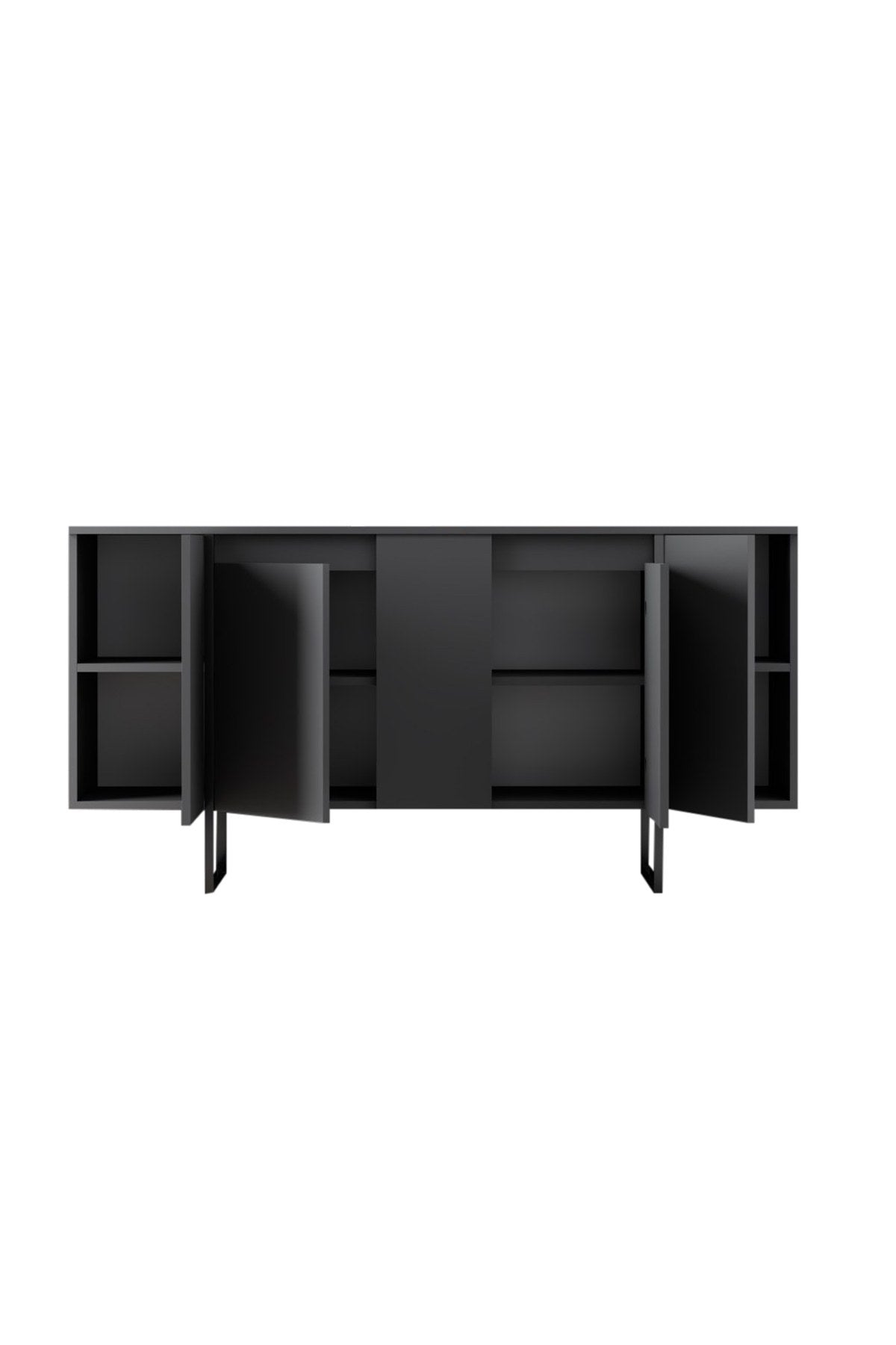 Dressoirs - Modern Dressoir Antraciet Luxe 160x80x35 - Zwart Frame - Dimehouse