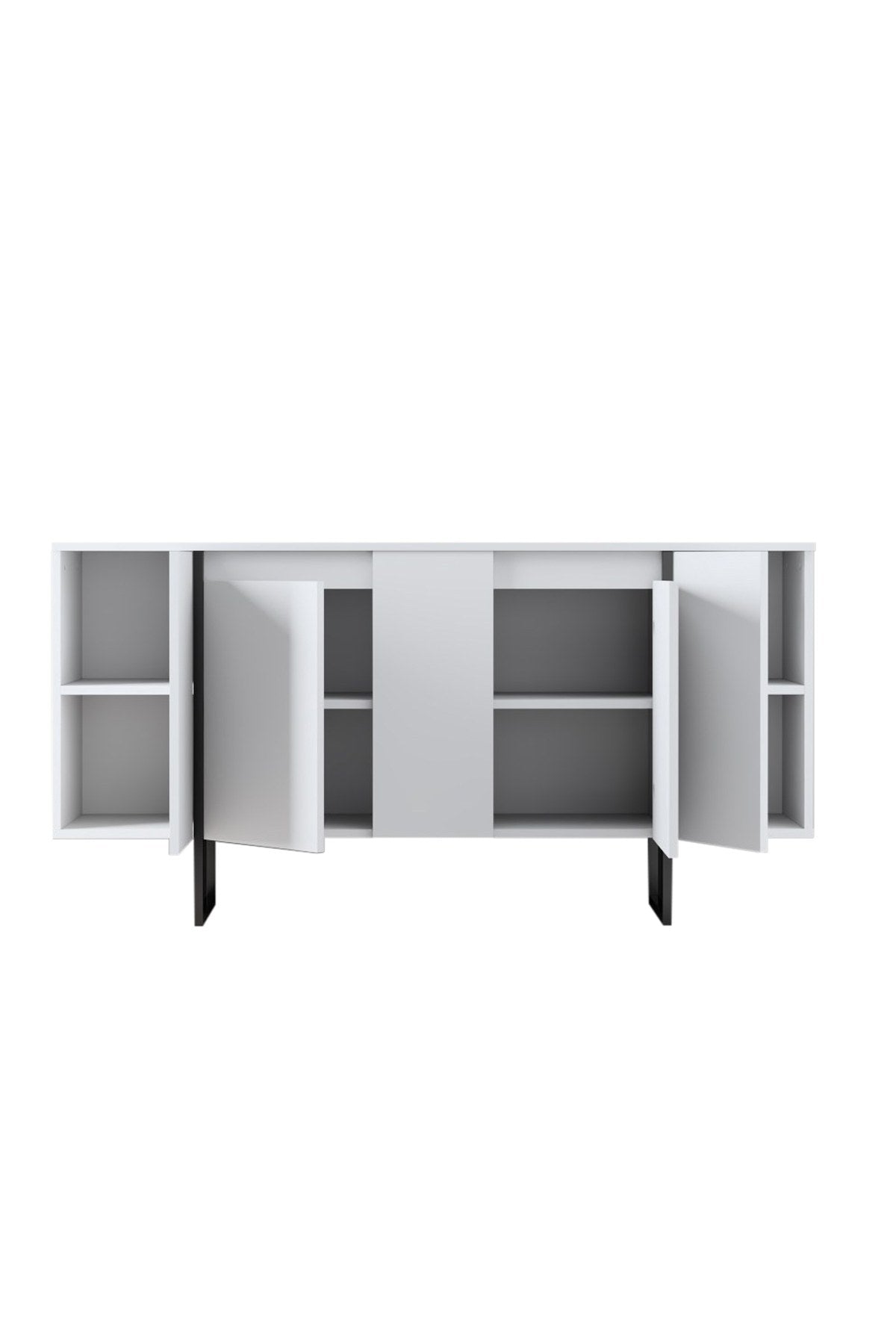 Dressoirs - Modern Dressoir Wit Luxe 160x80x35 - Zwart Frame - Dimehouse