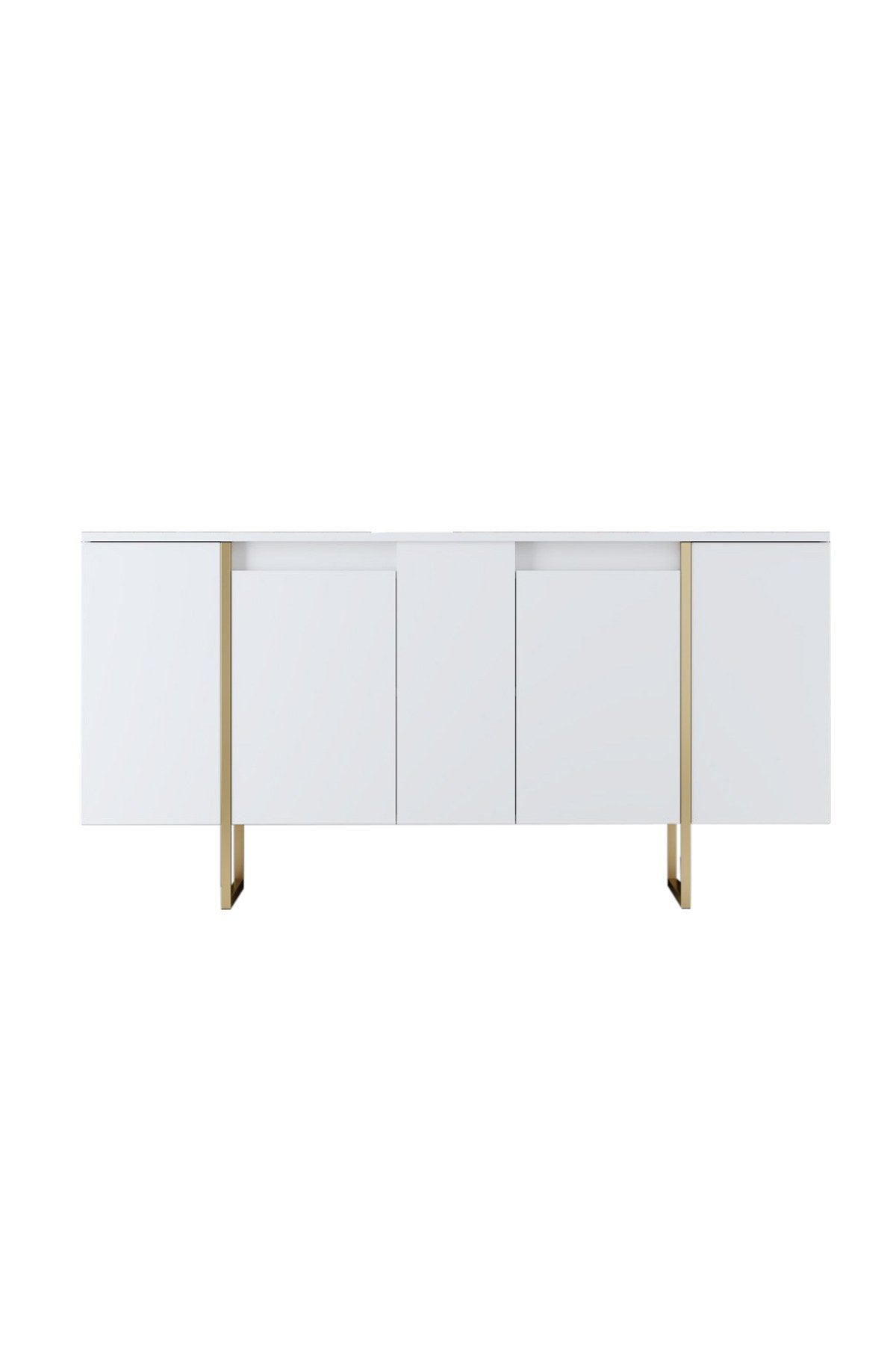 Dressoirs - Modern Dressoir Wit Luxe 160x80x35 - Gouden Frame - Dimehouse