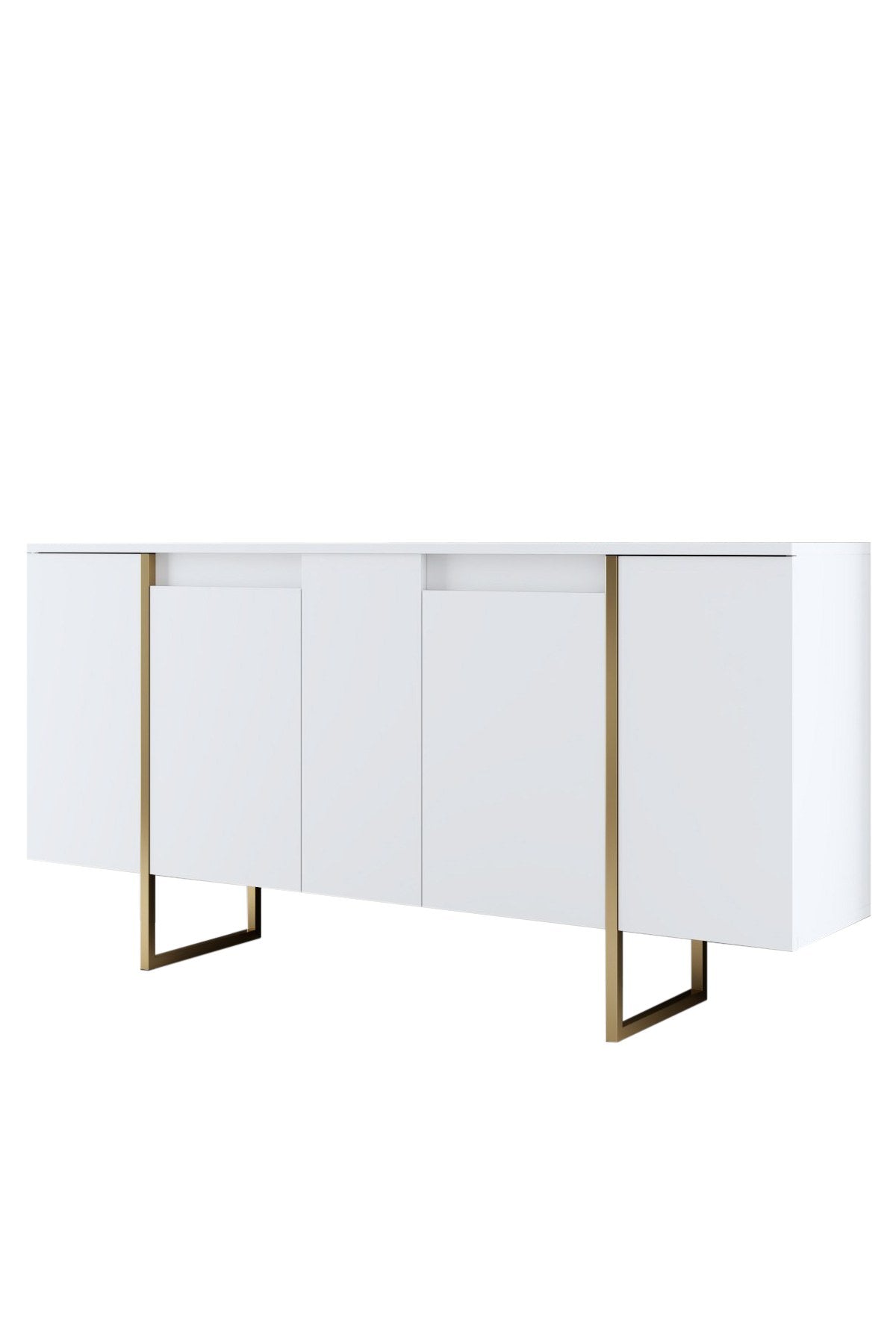 Dressoirs - Modern Dressoir Wit Luxe 160x80x35 - Gouden Frame - Dimehouse