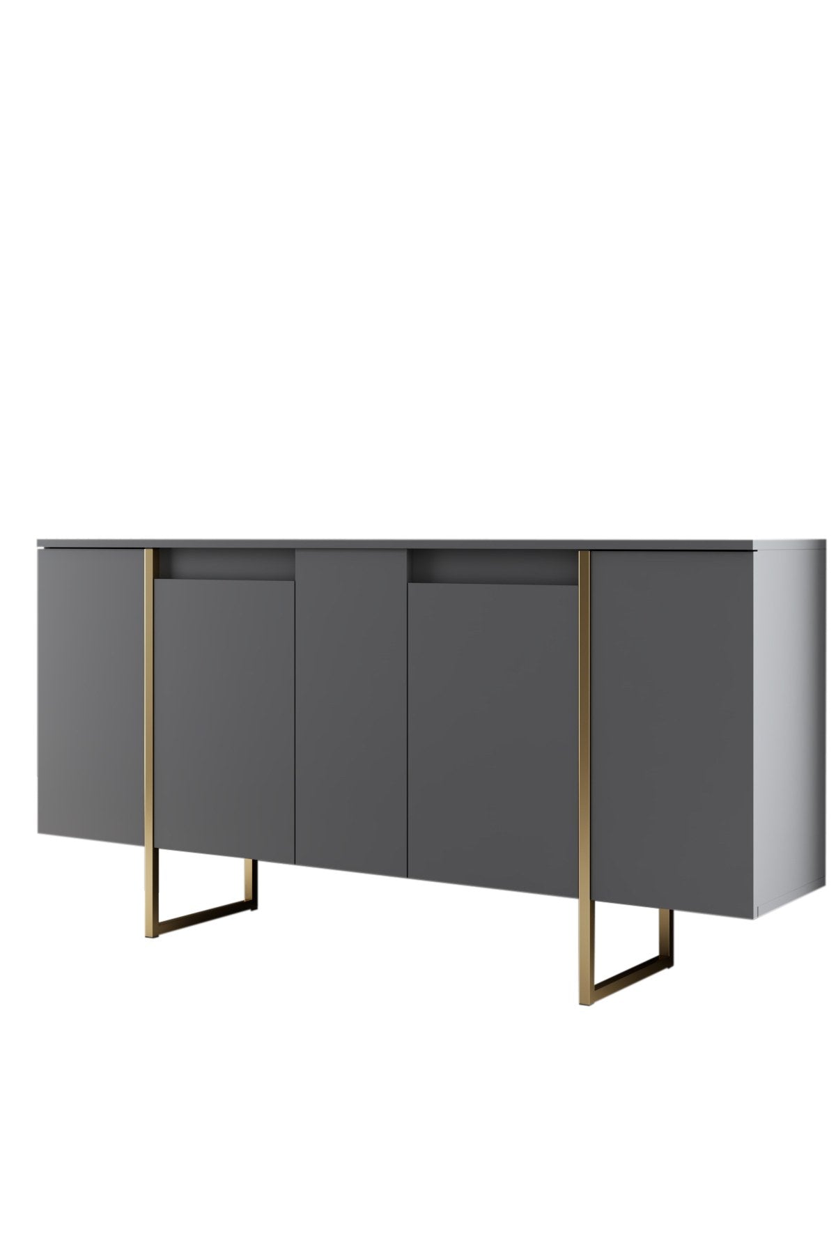 Conjunto-de-muebles-Antracita-Lujo---Mesa-de-centro-+-Mueble-TV-+-Aparador---Marco-Dorado