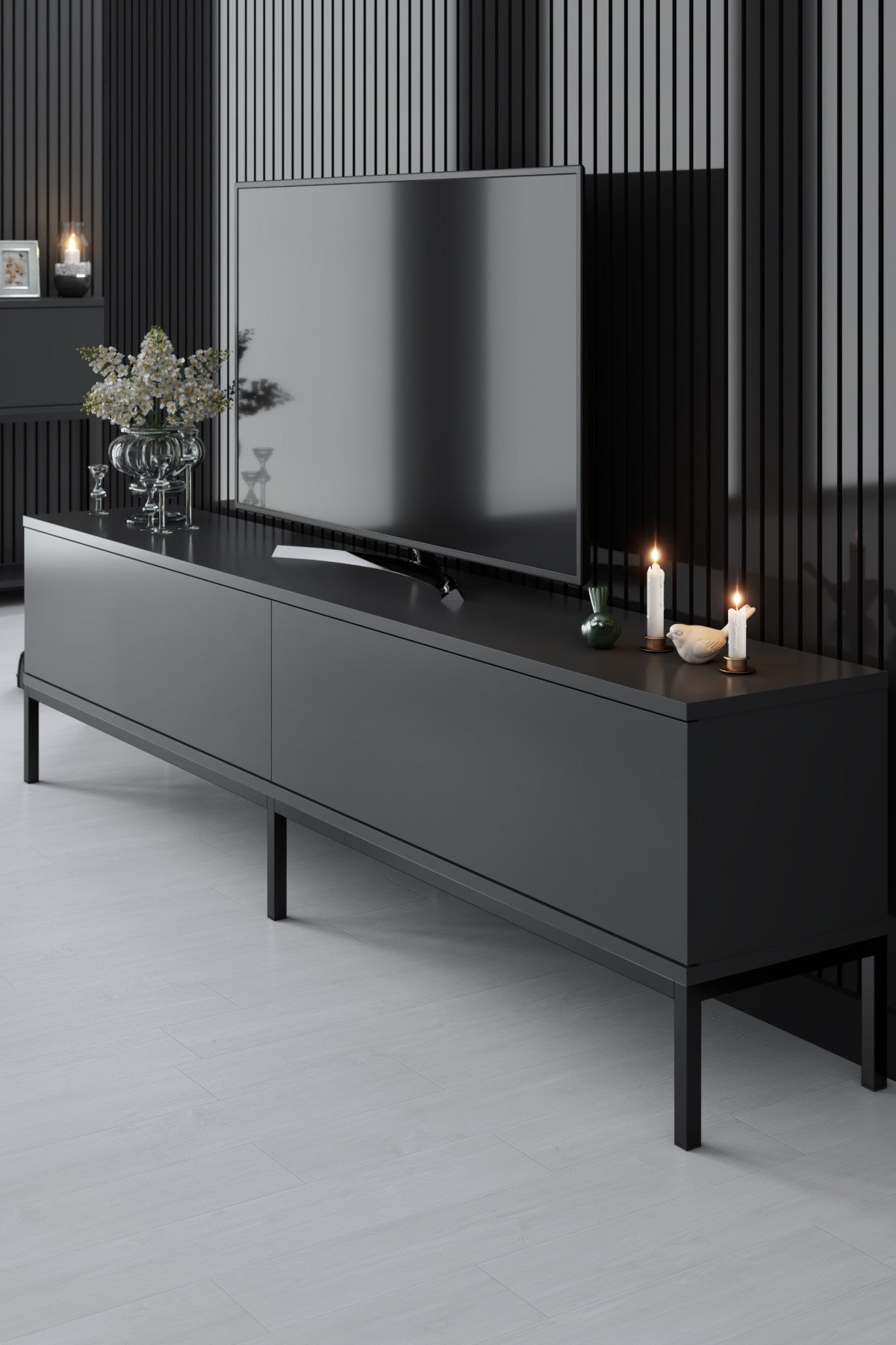 Meubelsets - Meubelset Antraciet Lord - Salontafel + TV Meubel + Dressoir - Zwart Frame - Dimehouse