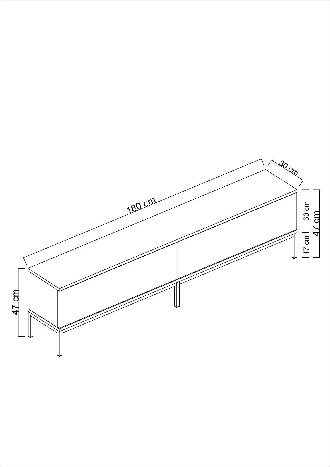 TV Meubels - TV Meubel Lord Wit Goud Melamine 180x47x30 cm - Dimehouse
