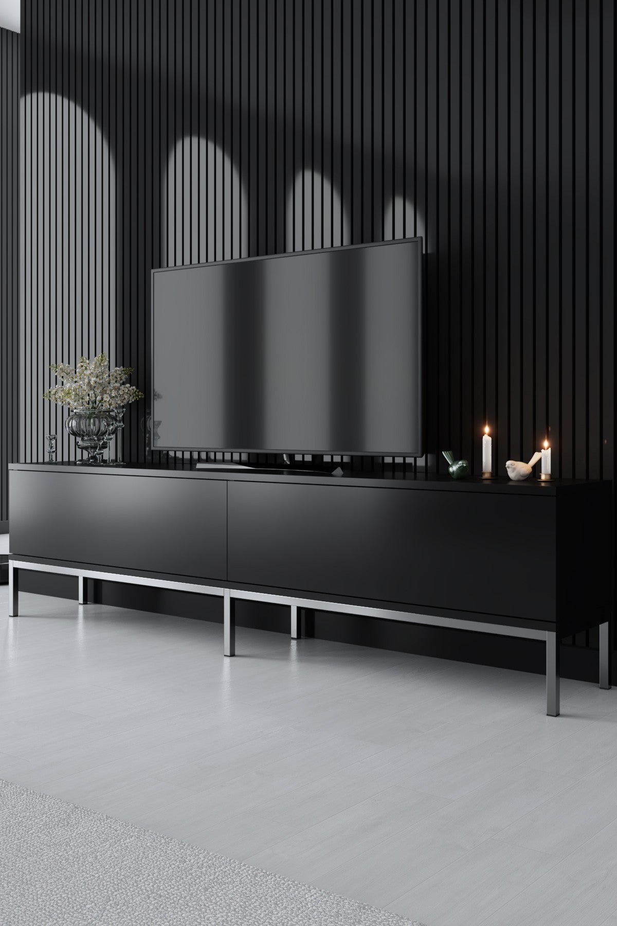 Meubelsets - Meubelset Zwart Lord - Salontafel + TV Meubel + Dressoir - Zilver Frame - Dimehouse