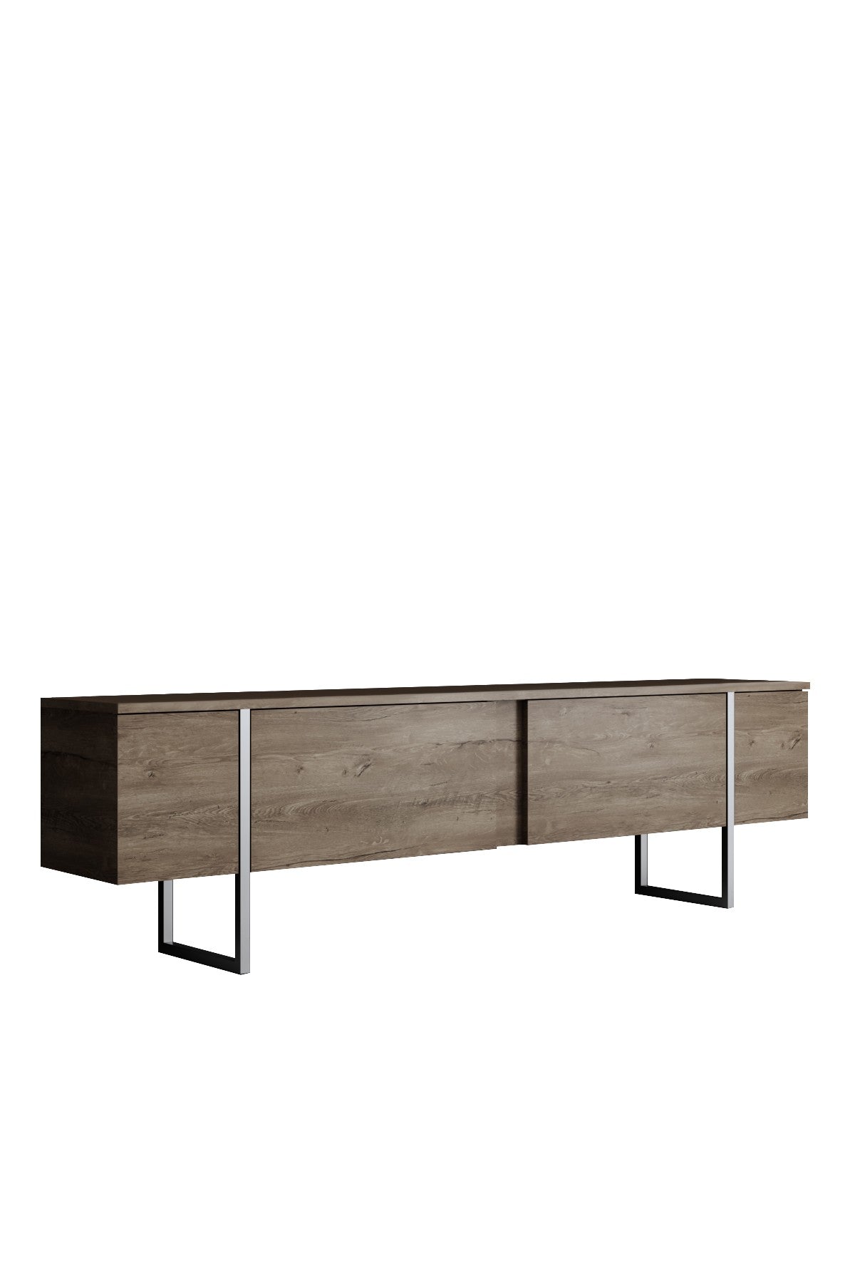 TV Meubels - TV Meubel Walnoot Luxe 180x50x30 - Zilver Frame - Dimehouse