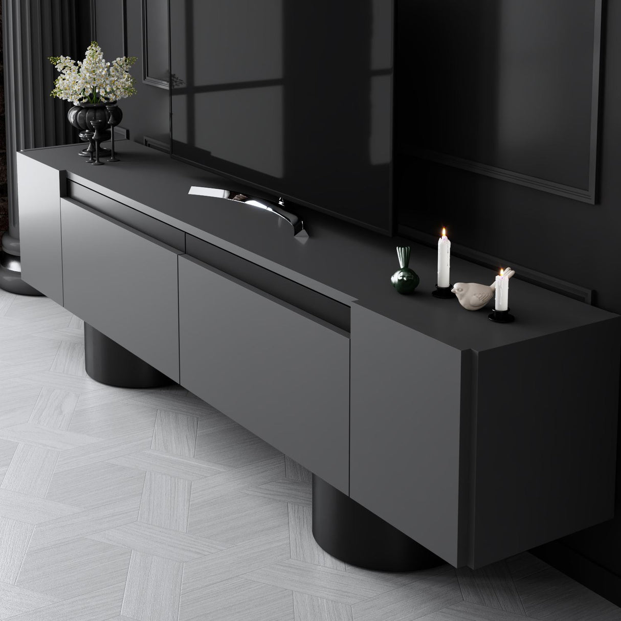 Mueble-de-TV-Bohem-Antracita-180x50x30---Marco-Negro