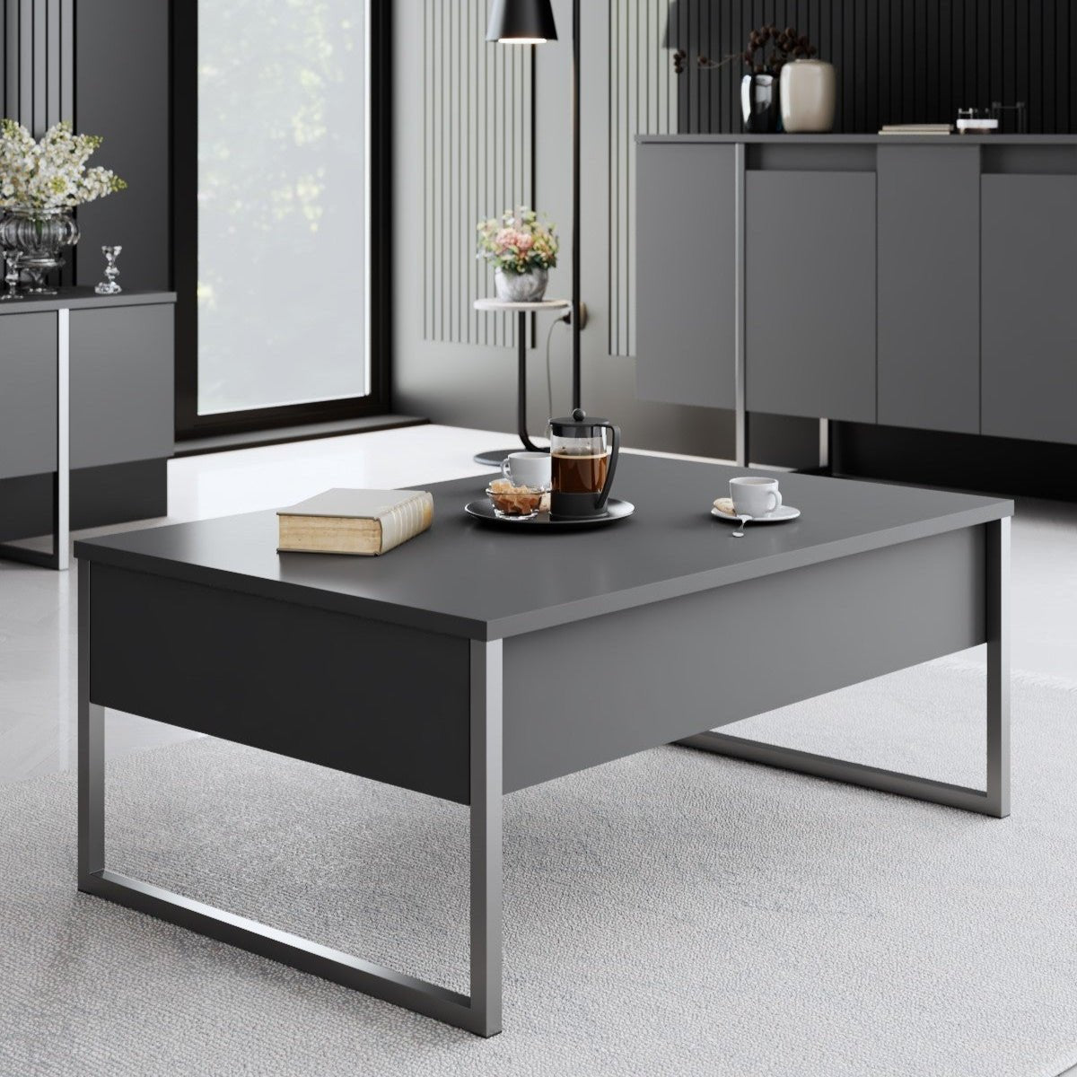 Mesa-de-centro-rectangular-de-lujo-antracita-90x60---Marco-plateado