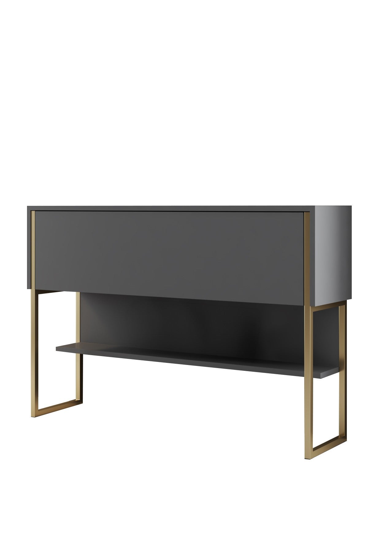 Moderno Aparador Antracita Lujo 120x80x30 - Marco Dorado - Un Compartimento