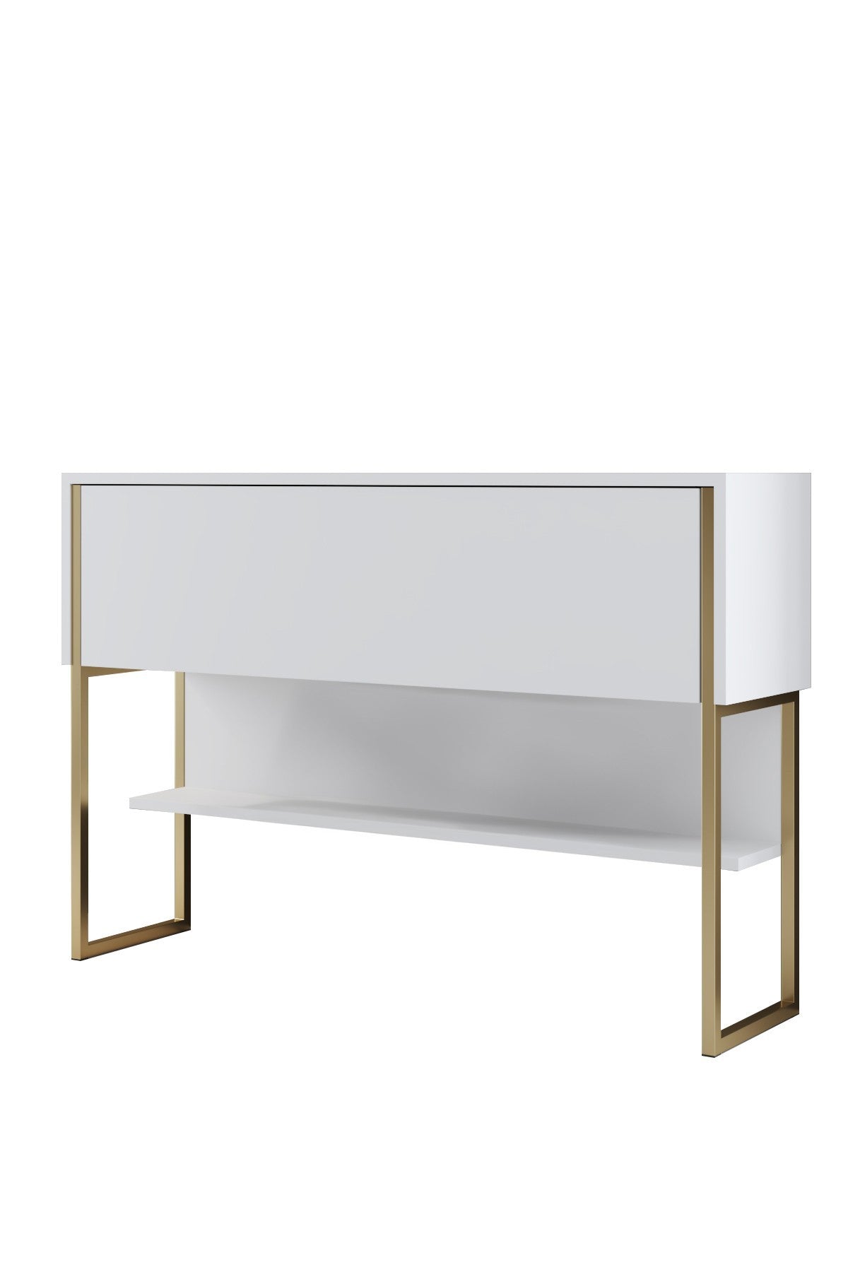 Dressoirs - Modern Dressoir Wit Luxe 120x80x30 - Gouden Frame - Eén Vak - Dimehouse