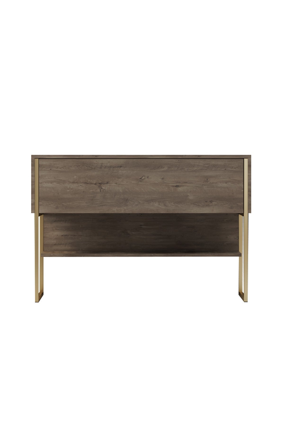 Dressoirs - Modern Dressoir Walnoot Luxe 120x80x30 - Gouden Frame - Eén Vak - Dimehouse