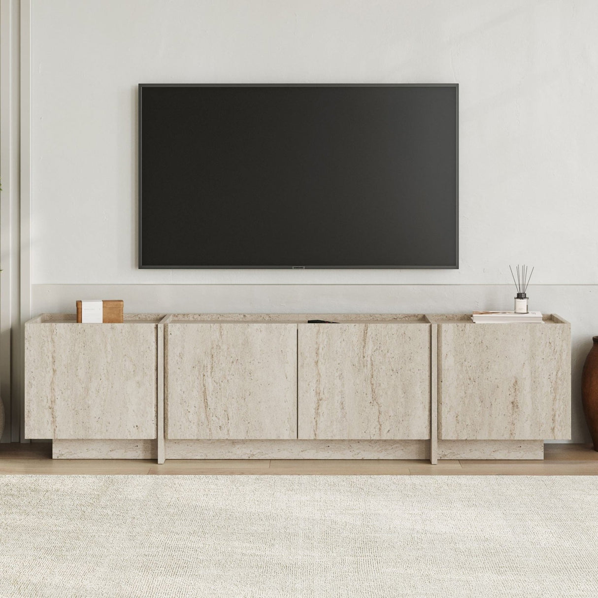 Lowen Mueble TV travertino 180 cm Madera melaminada