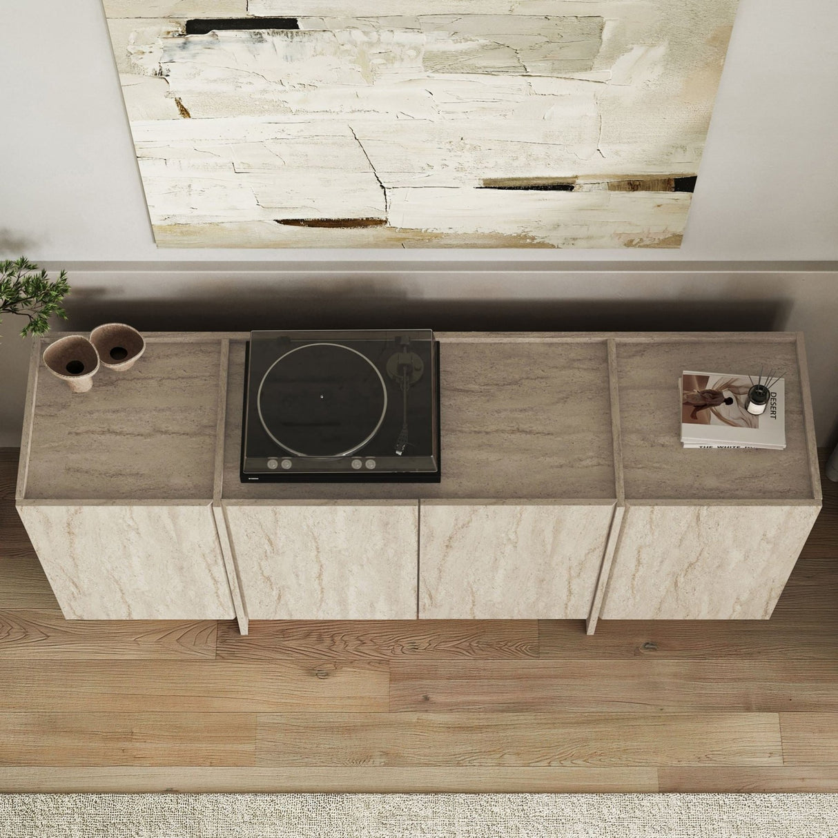 Mesa consola Dorma aspecto travertino 180 cm Madera melaminada