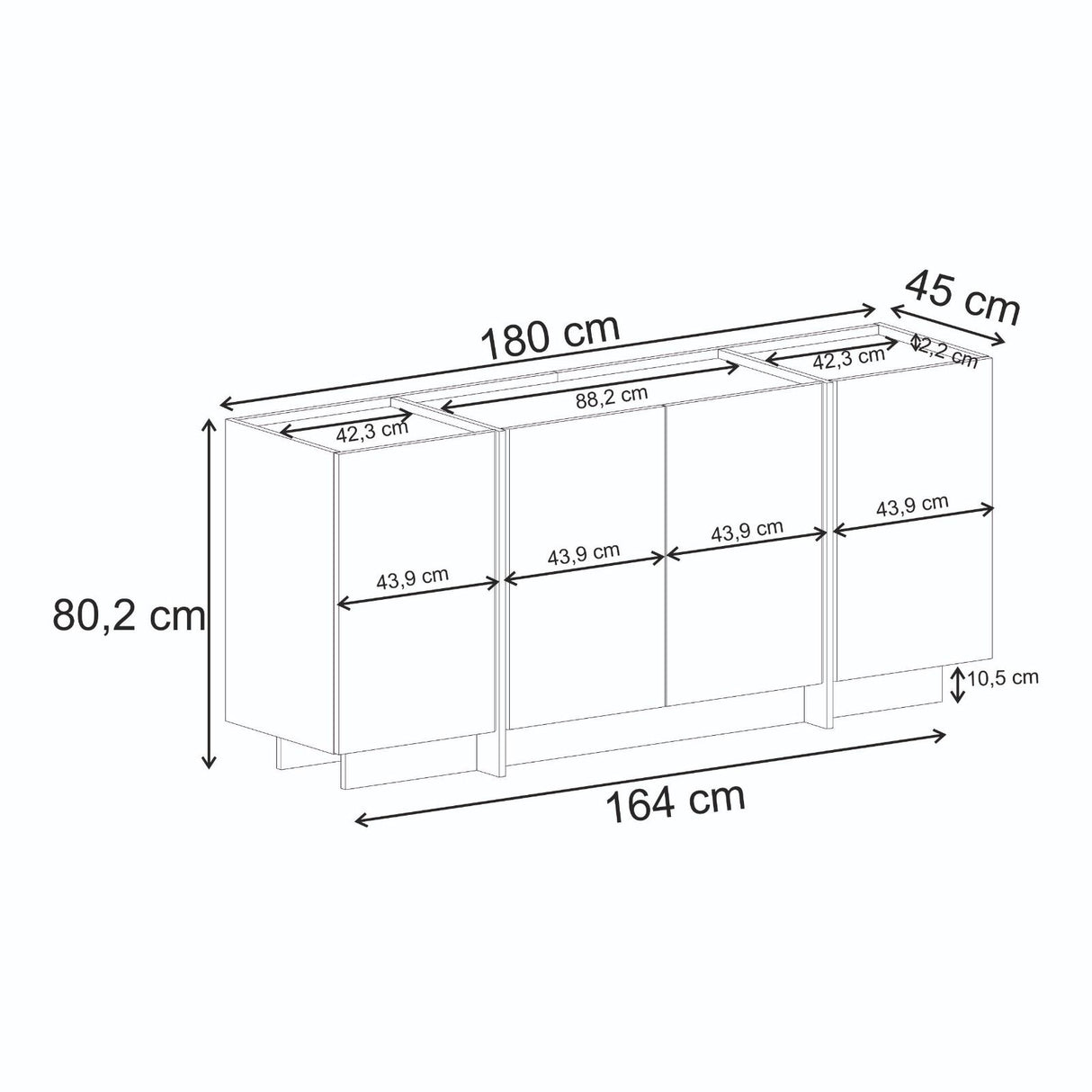 Mesa consola Dorma de nogal Milano 180 cm Compuesto de madera melaminado