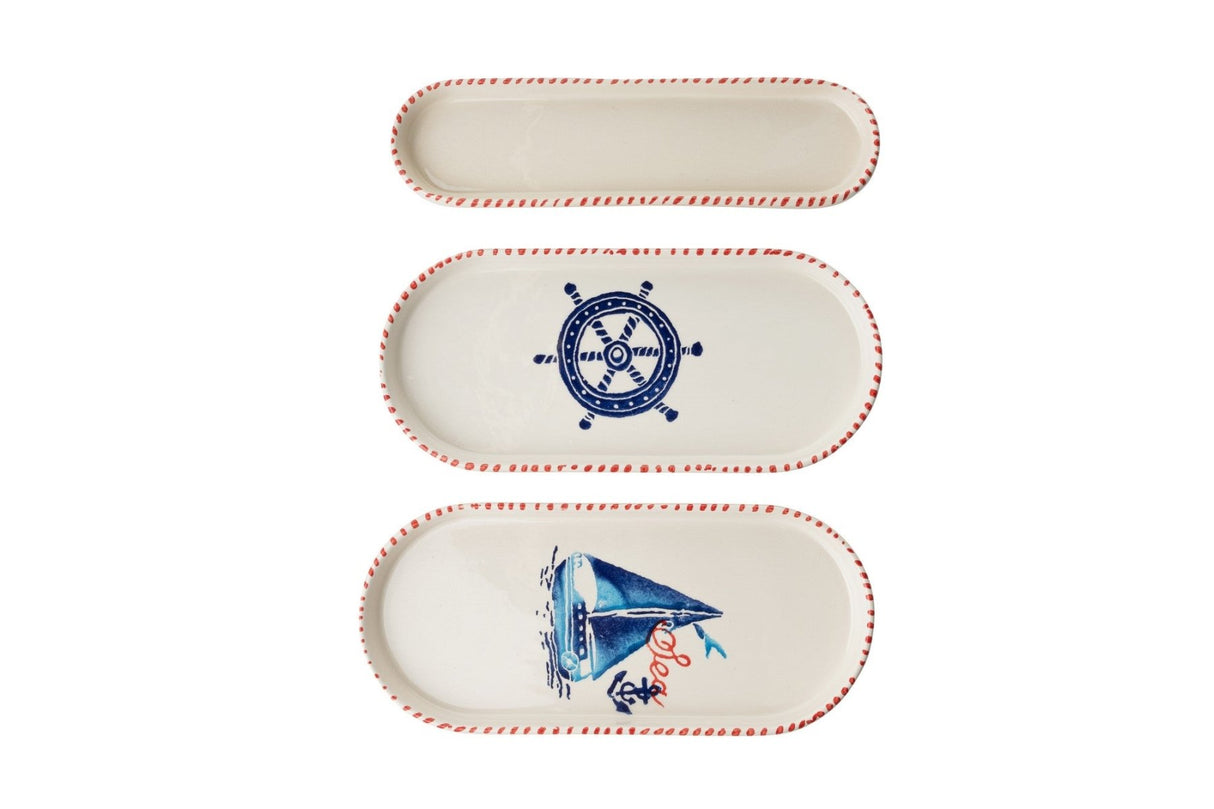 KAHSER14-MARINE Blanco Azul Rojo 100% CERÁMICA 6 cm de ancho